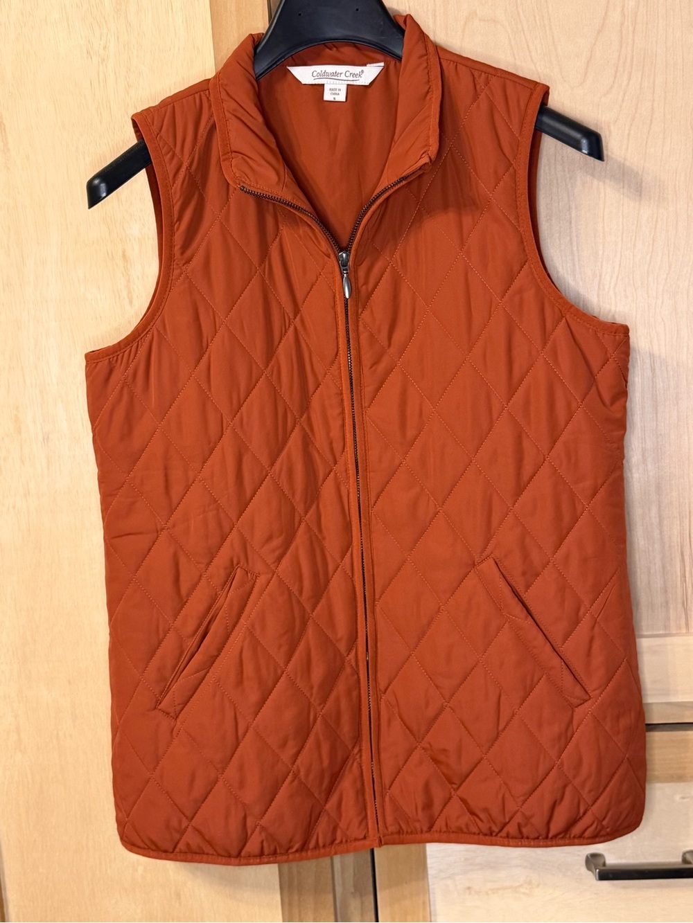 Coldwater Creek Quilted Zip-Up Vest - Orange